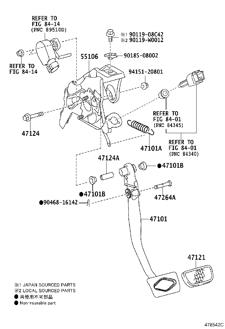 47110-02580 SUPPORT ASSY, BRAKE PEDAL product image