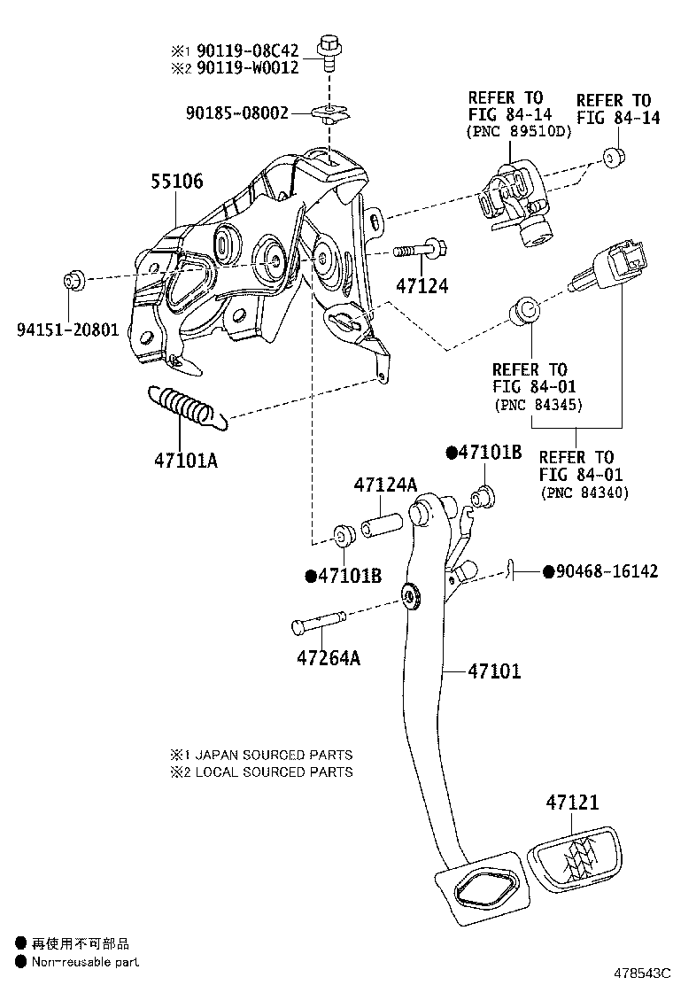 47110-02580 SUPPORT ASSY, BRAKE PEDAL product image