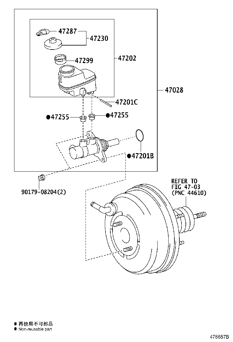 Toyota 47050-42100 BRAKE BOOSTER ASSY, W/MASTER CYLINDER