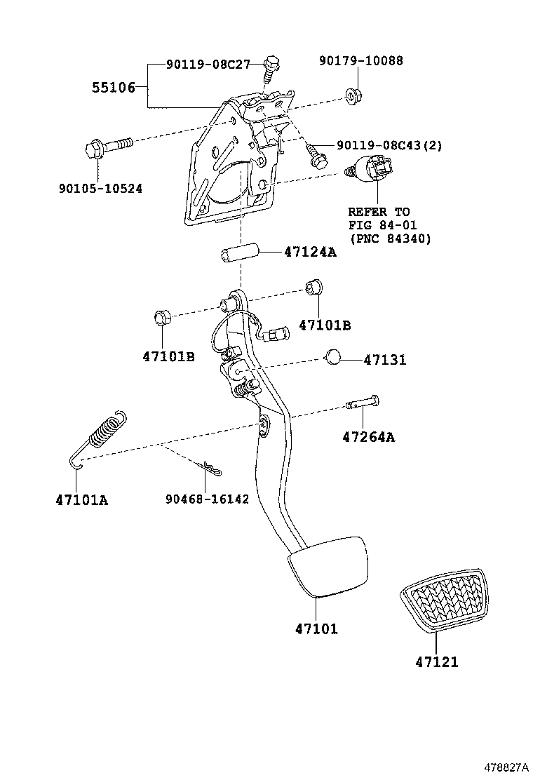 Toyota 55106-48160 SUPPORT SUB-ASSY, BRAKE PEDAL