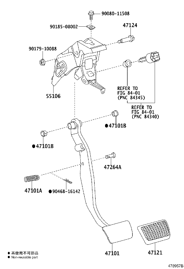 Toyota 47101-02520 PEDAL SUB-ASSY, BRAKE