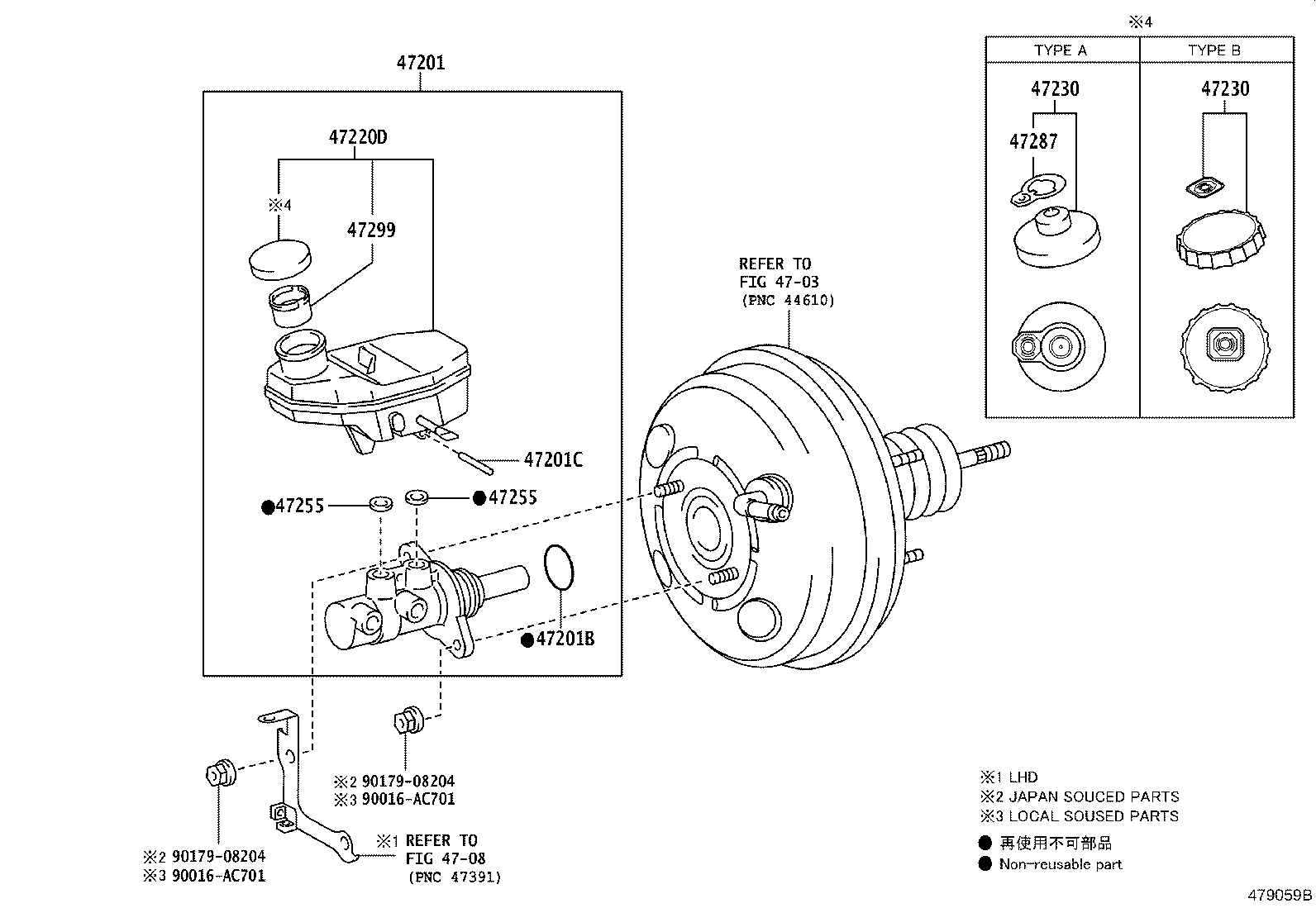 47201-02610 CYLINDER SUB-ASSY, BRAKE MASTER product image