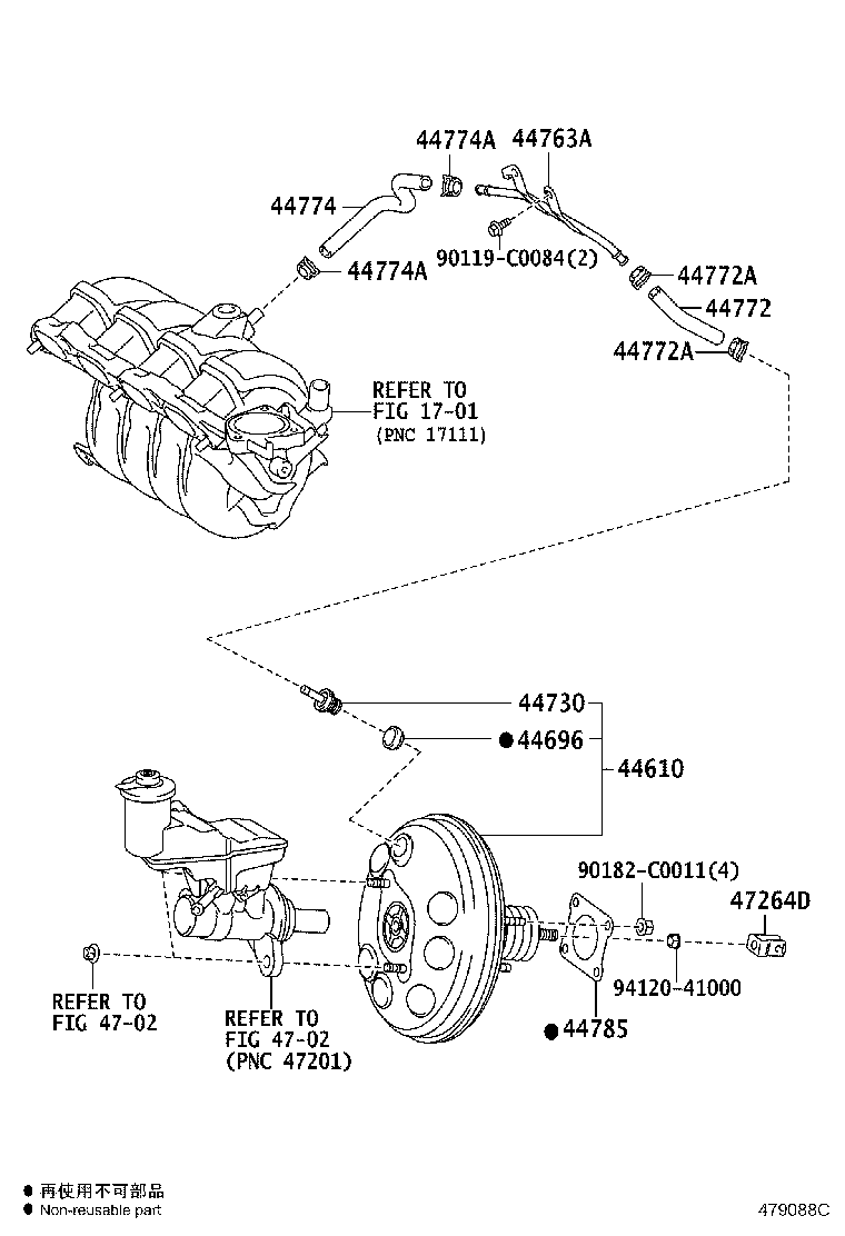 44774-0D280 HOSE, UNION TO CONNECTOR TUBE product image