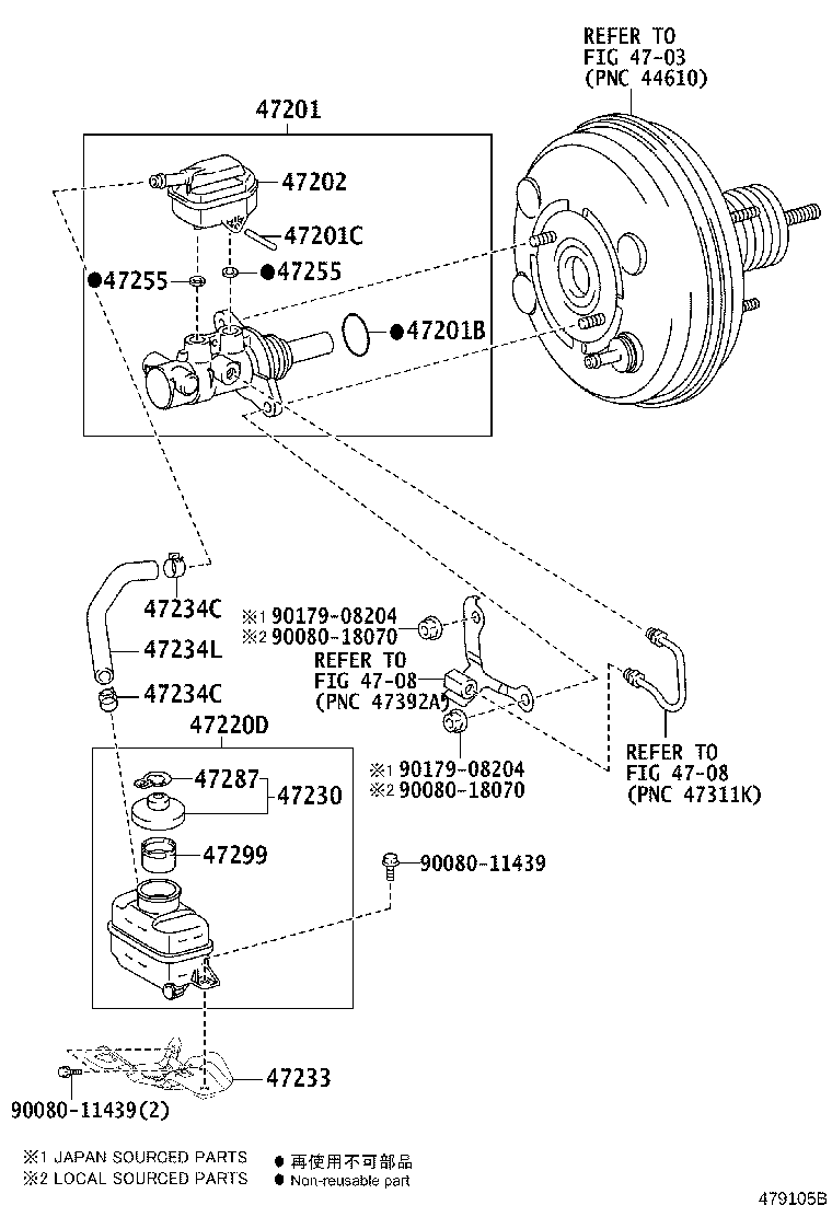 47201-0E060 CYLINDER SUB-ASSY, BRAKE MASTER product image