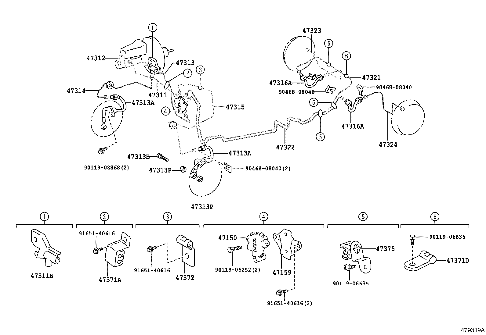 47323-13080 TUBE, REAR BRAKE, NO.3 product image