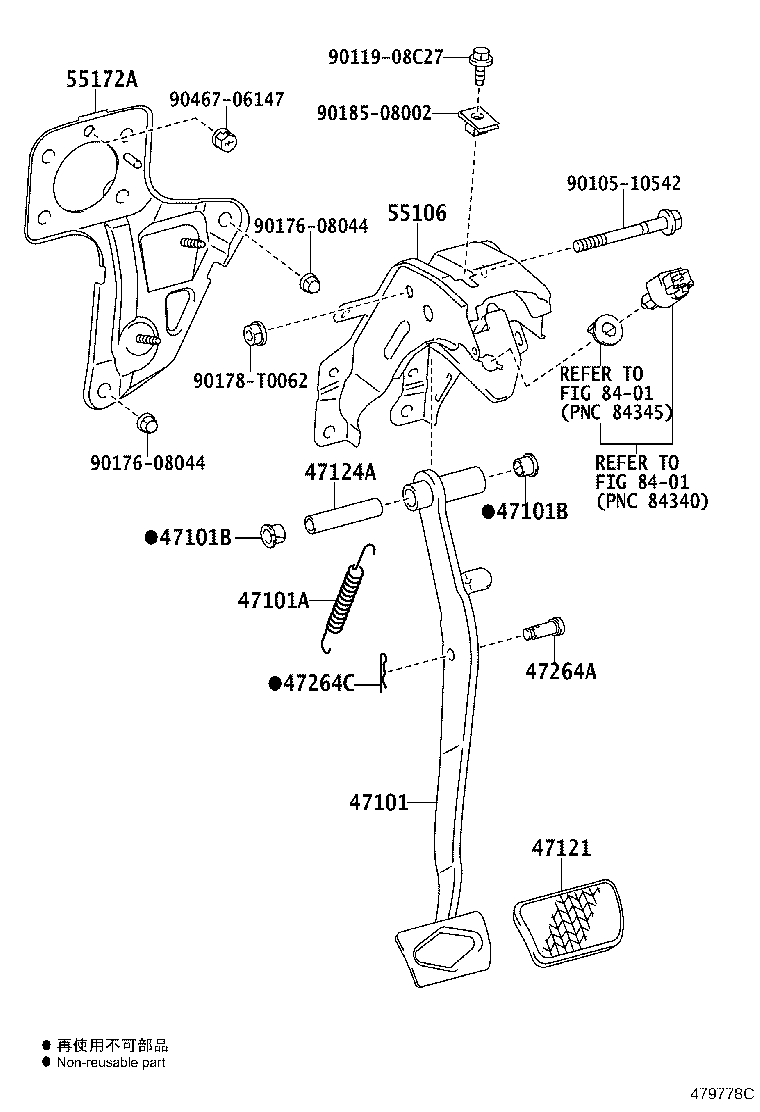 Toyota 47101-KK010 PEDAL SUB-ASSY, BRAKE