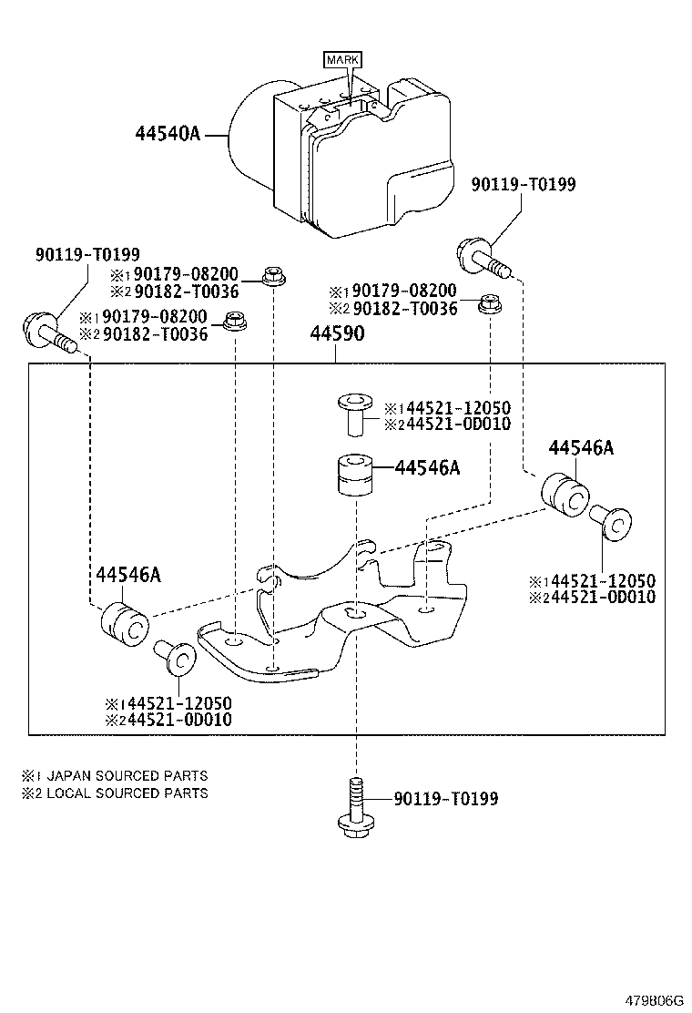 44590-0K220 BRACKET ASSY, BRAKE ACTUATOR product image