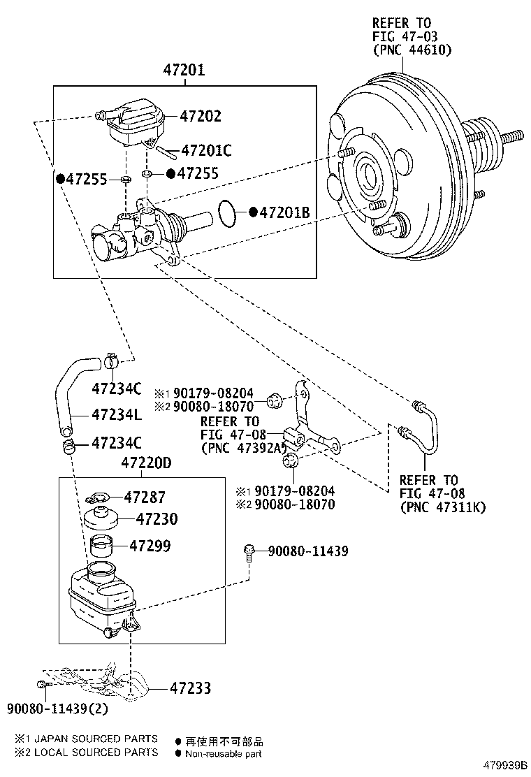 47201-0E060 CYLINDER SUB-ASSY, BRAKE MASTER product image