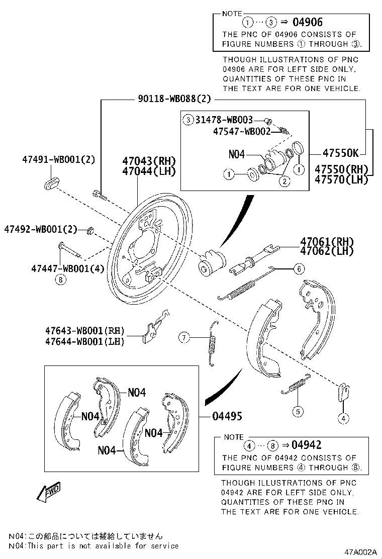 Toyota 04474-WB001 CUP KIT, REAR WHEEL CYLINDER