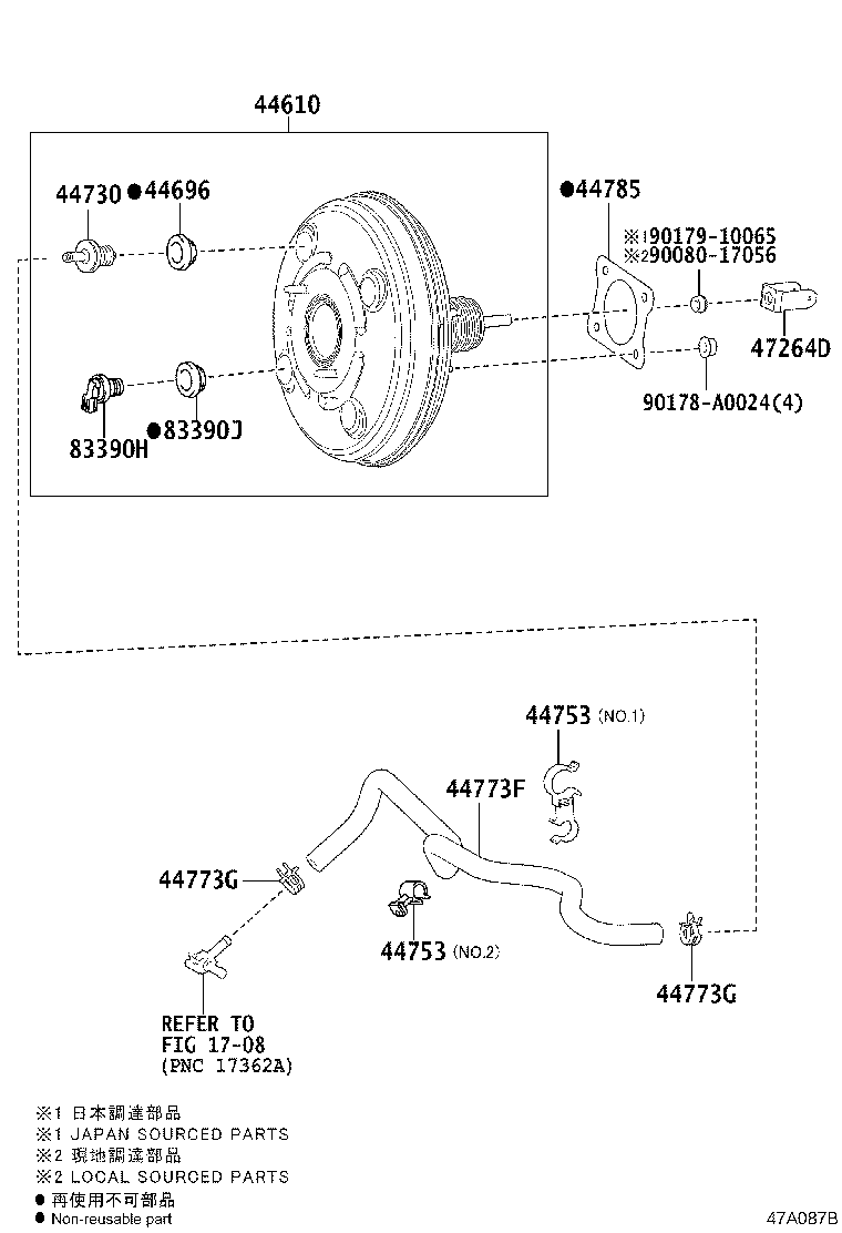 Toyota 44773-0E080 HOSE, UNION TO CHECK VALVE