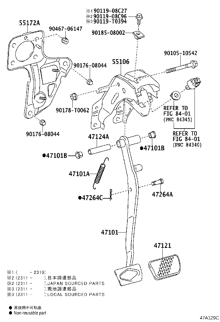 55106-KK030 SUPPORT SUB-ASSY, BRAKE PEDAL product image
