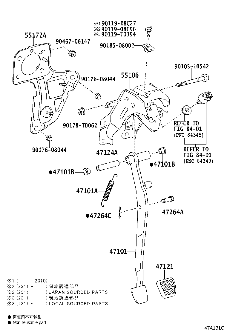 55106-KK030 SUPPORT SUB-ASSY, BRAKE PEDAL product image