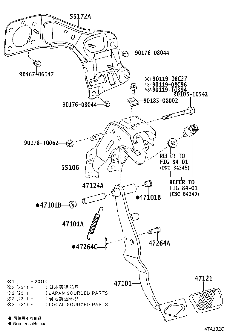 55106-KK030 SUPPORT SUB-ASSY, BRAKE PEDAL product image
