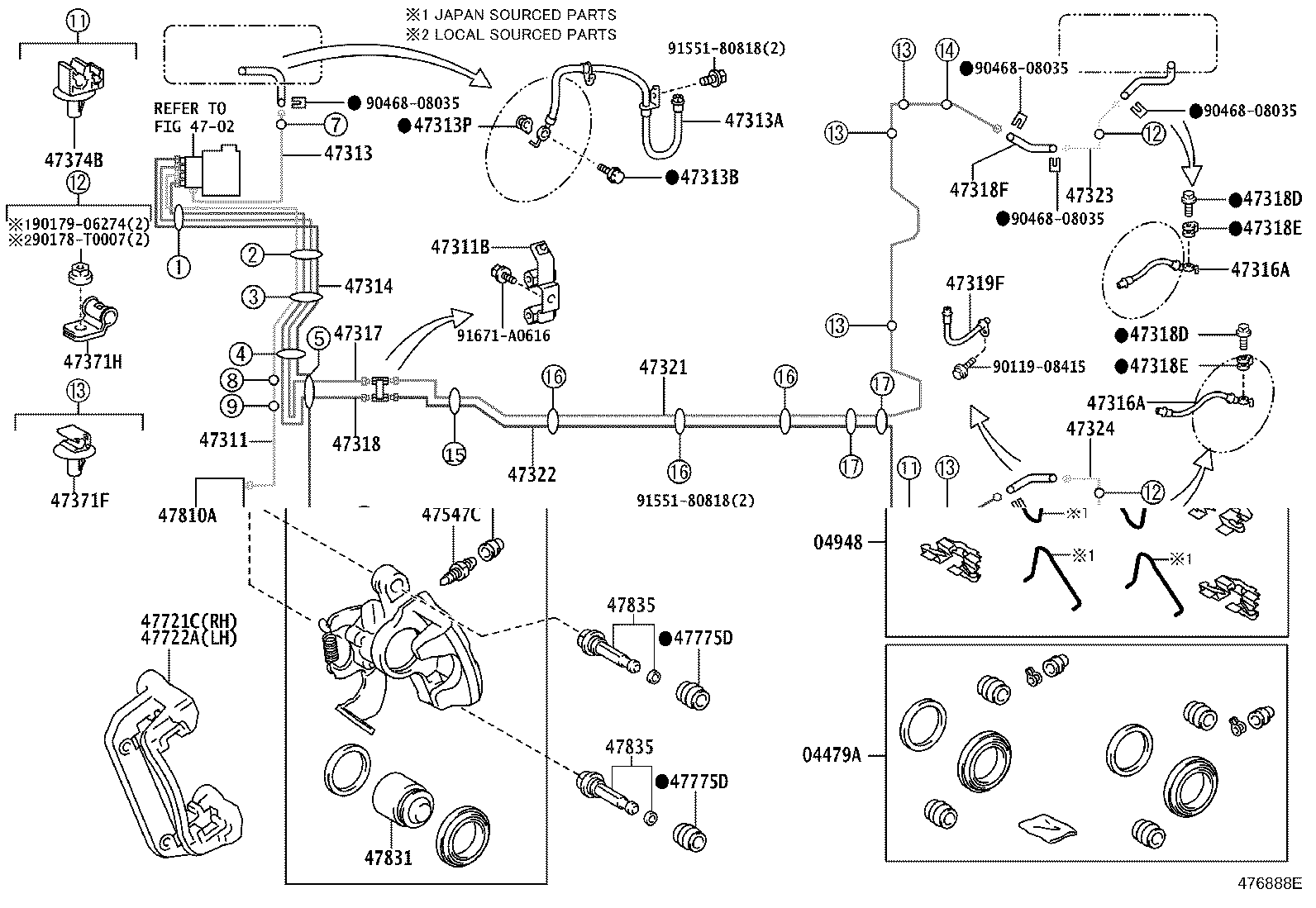 44572-47040 HOSE, BRAKE ACTUATOR, NO.2 product image