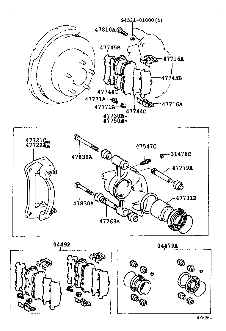 47730-40090 CYLINDER ASSY, REAR DISC BRAKE, RH product image