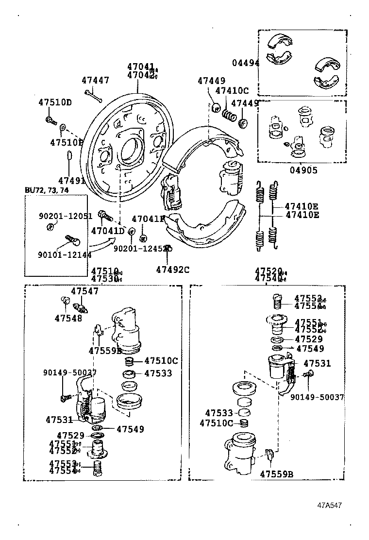 47540-36161 CYLINDER ASSY, FRONT WHEEL BRAKE, LH(FOR REAR OR LOWER) product image