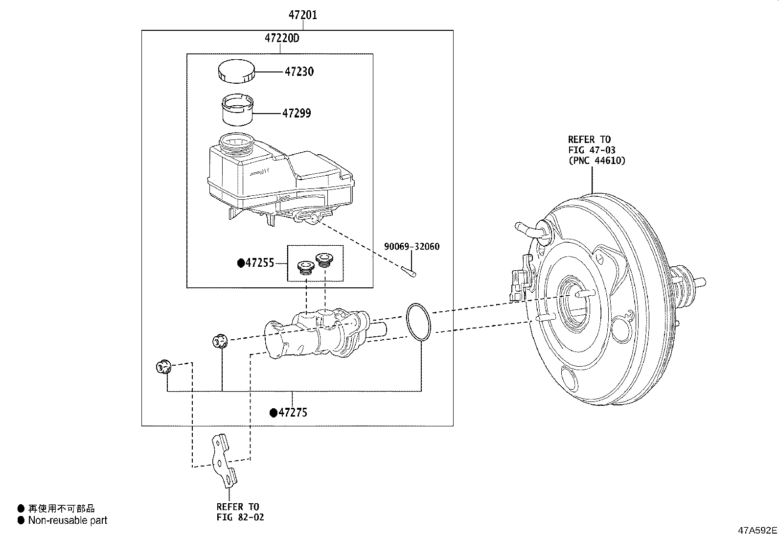 Toyota 47050-10230 BRAKE BOOSTER ASSY, W/MASTER CYLINDER