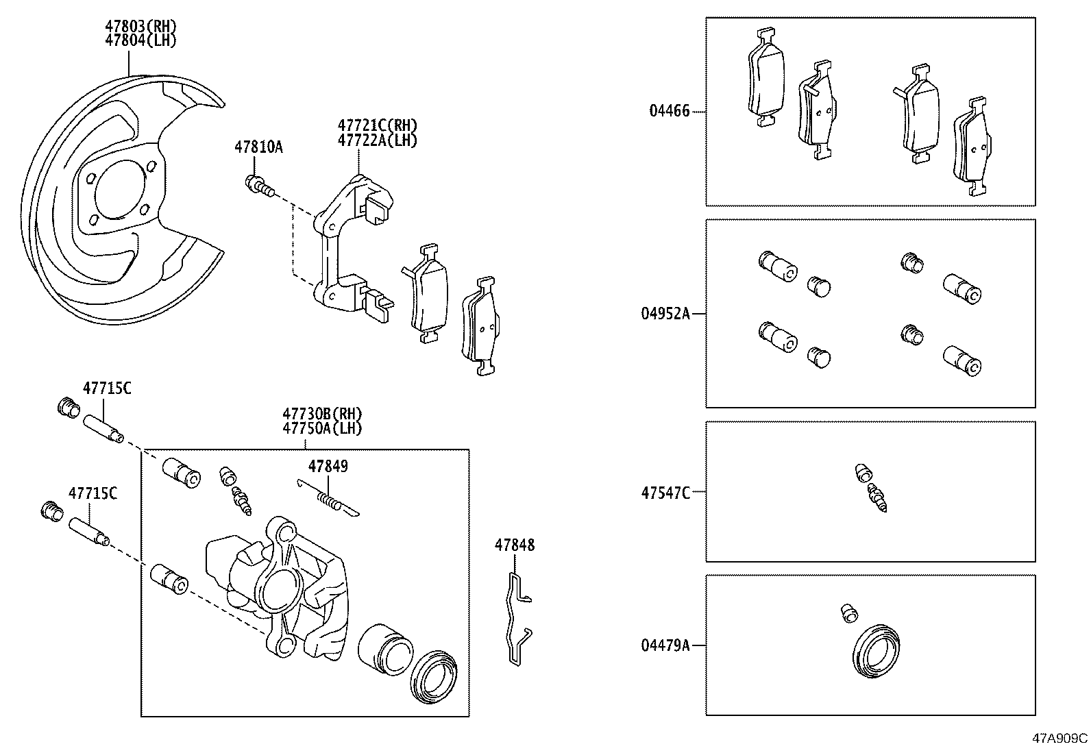 47830-0D070 CYLINDER ASSY, REAR DISC BRAKE, RH product image