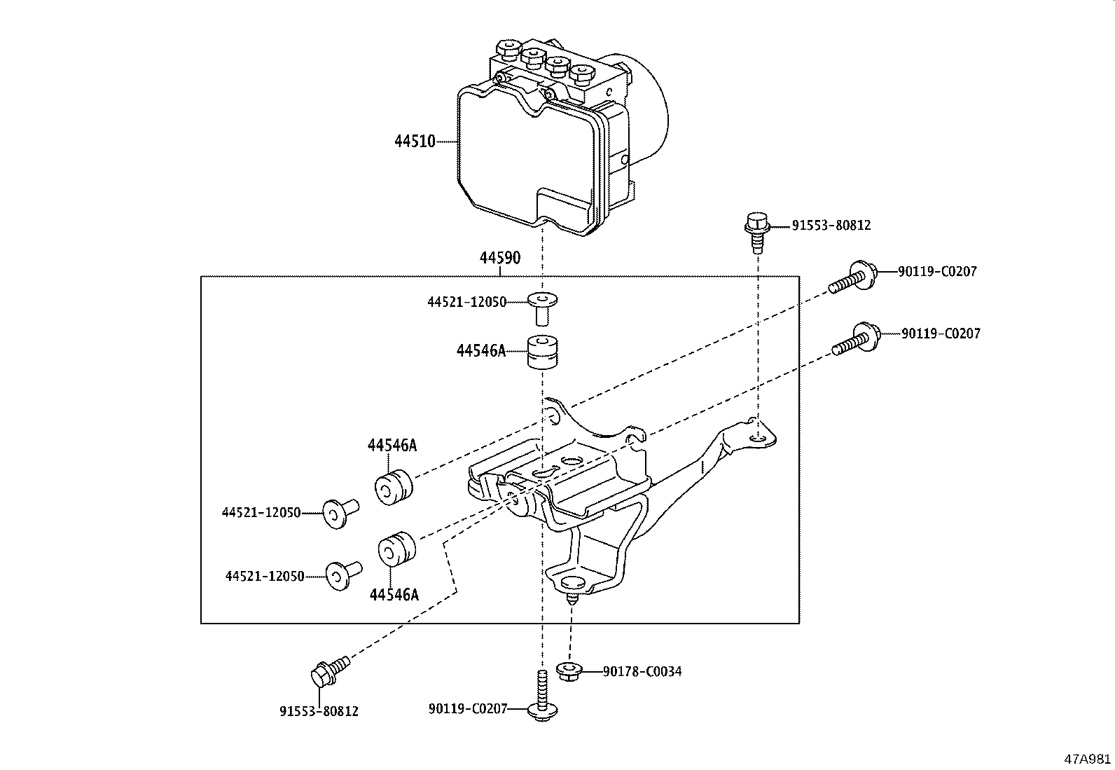 44590-0N040 BRACKET ASSY, BRAKE ACTUATOR product image