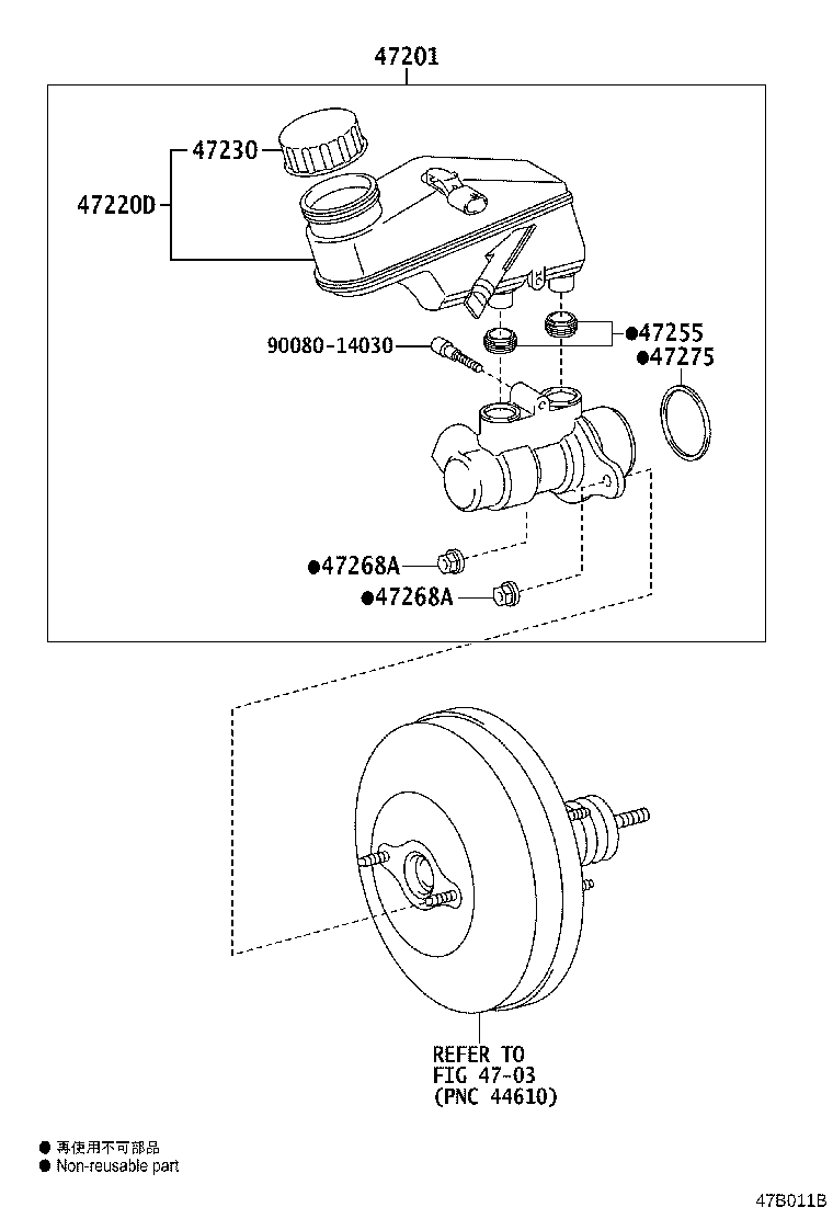 47201-52820 CYLINDER SUB-ASSY, BRAKE MASTER product image