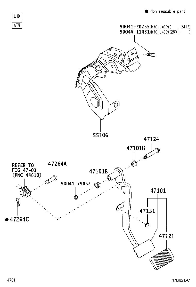 55106-BZ480 SUPPORT SUB-ASSY, BRAKE PEDAL product image