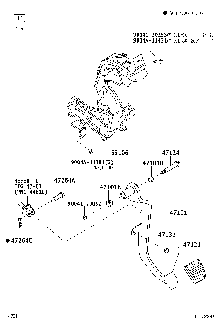 55106-BZ480 SUPPORT SUB-ASSY, BRAKE PEDAL product image