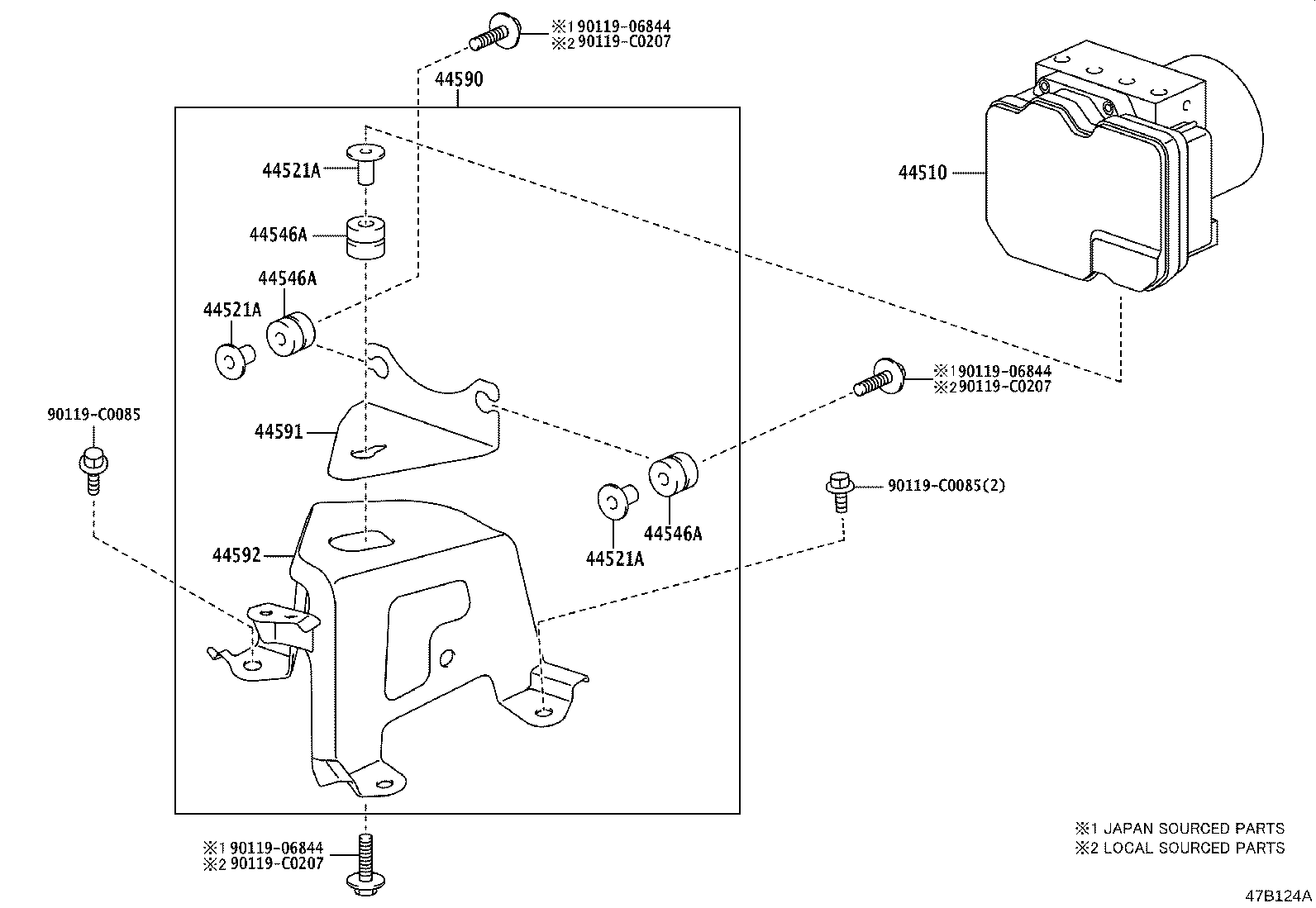 44591-0E110 BRACKET, BRAKE ACTUATOR, NO.1 product image