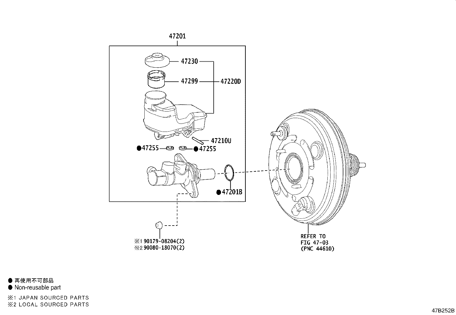 Toyota 47050-33660 BRAKE BOOSTER ASSY, W/MASTER CYLINDER