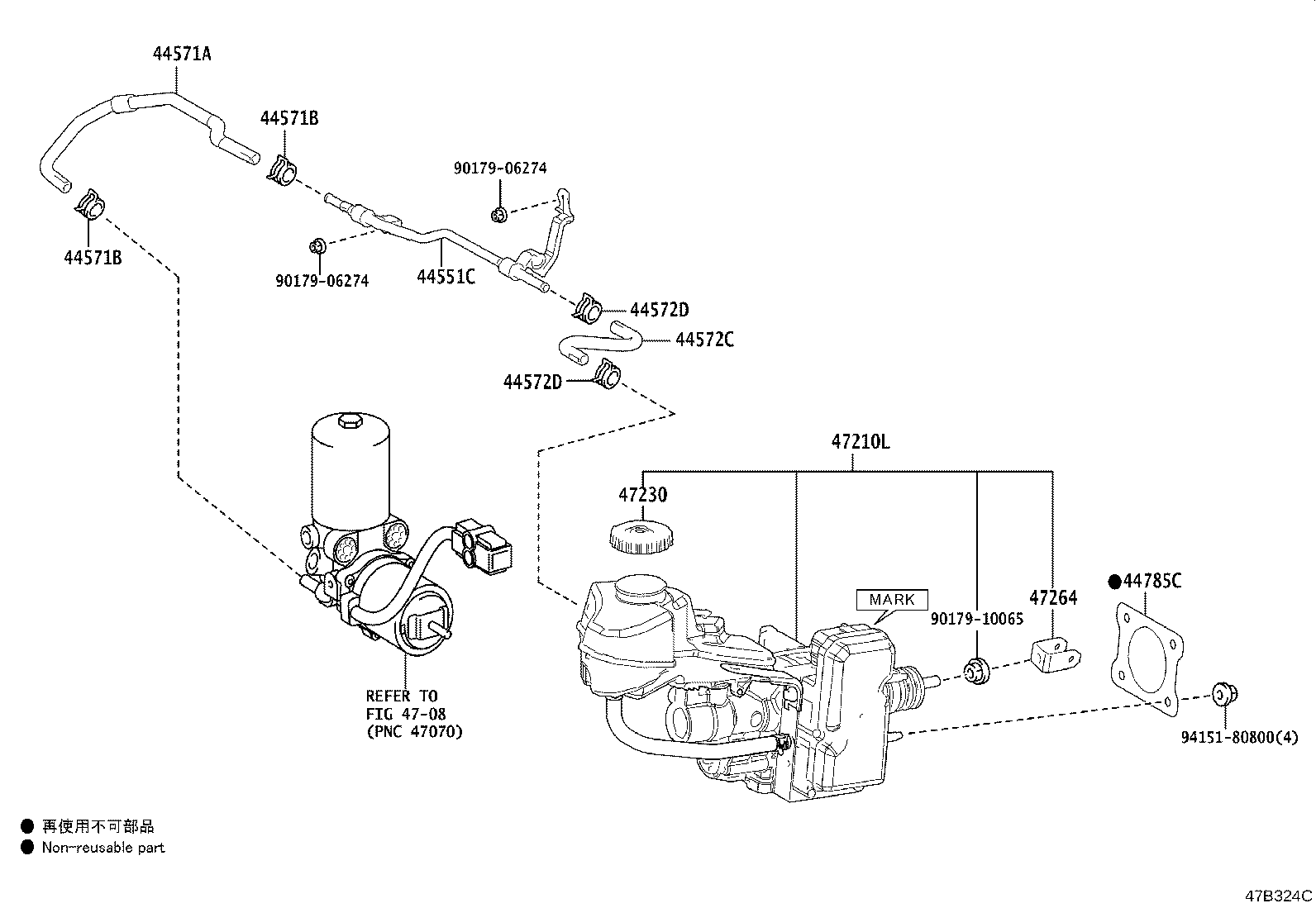 Toyota 47050-76260 BRAKE BOOSTER ASSY, W/MASTER CYLINDER