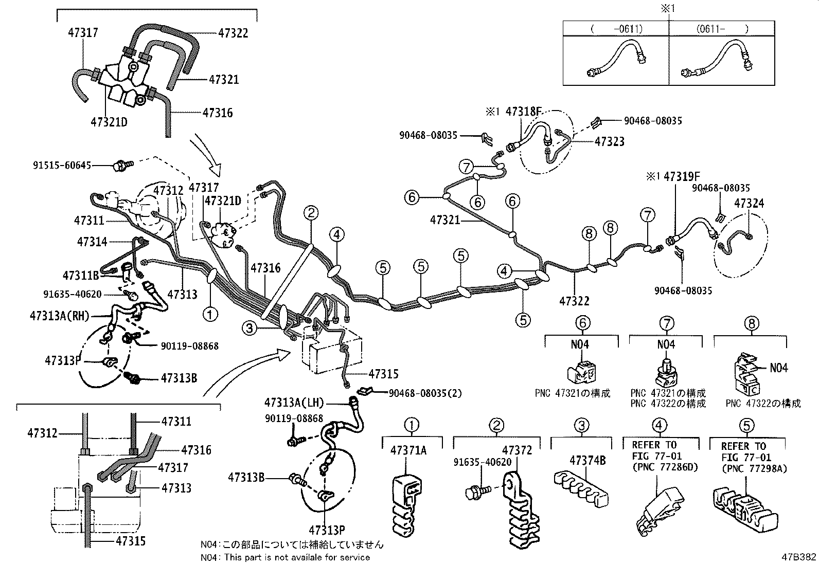 47311-52190 TUBE, FRONT BRAKE, NO.1 product image