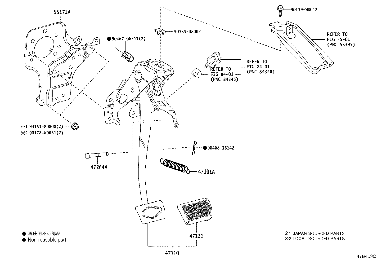55172-02130 BASE, BRAKE PEDAL SUPPORT product image