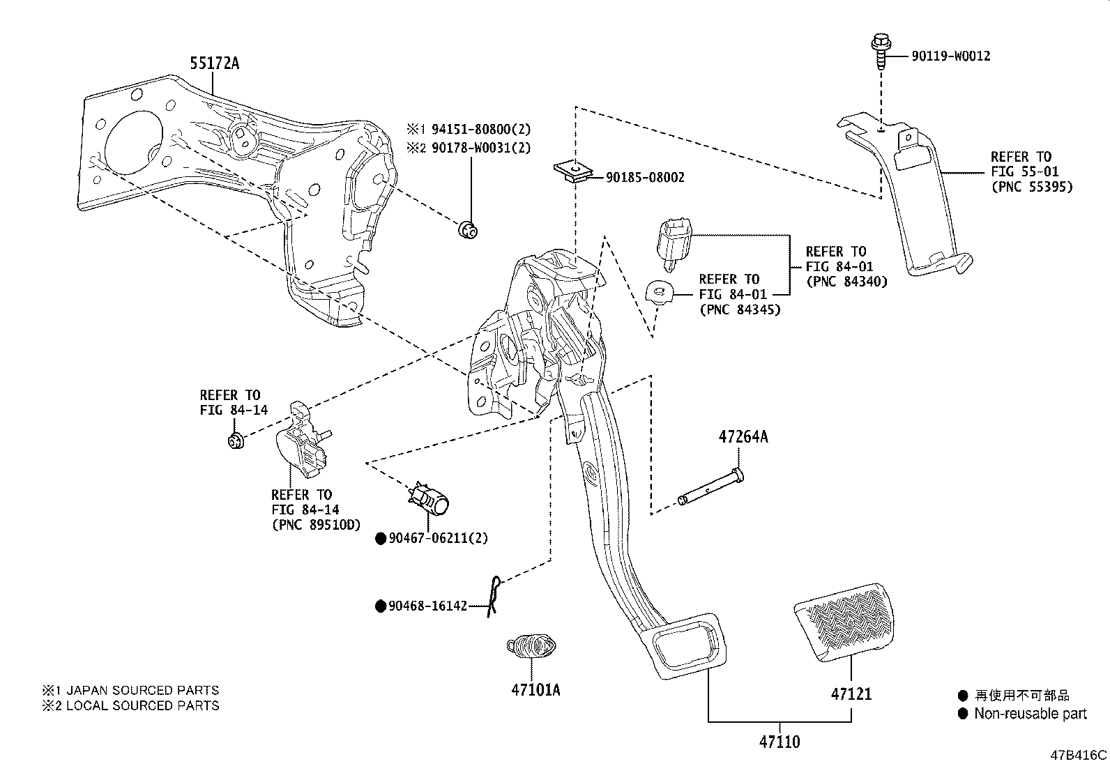 55172-02130 BASE, BRAKE PEDAL SUPPORT product image