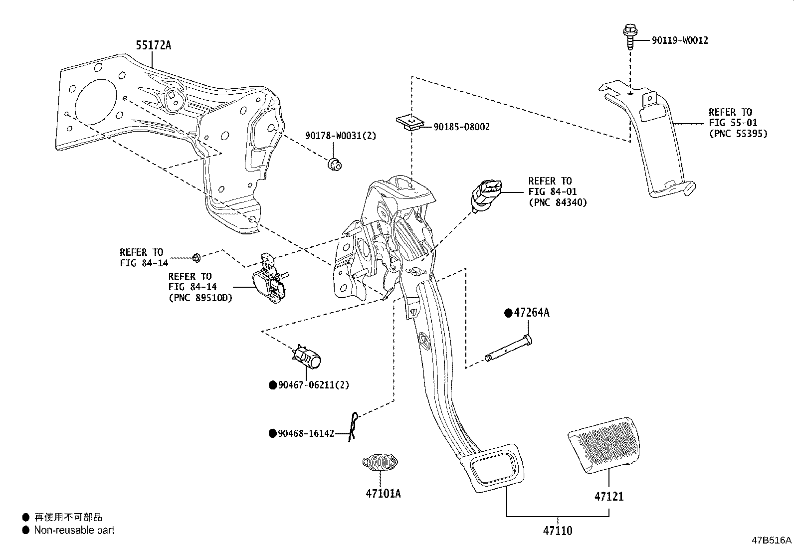 55172-02110 BASE, BRAKE PEDAL SUPPORT product image