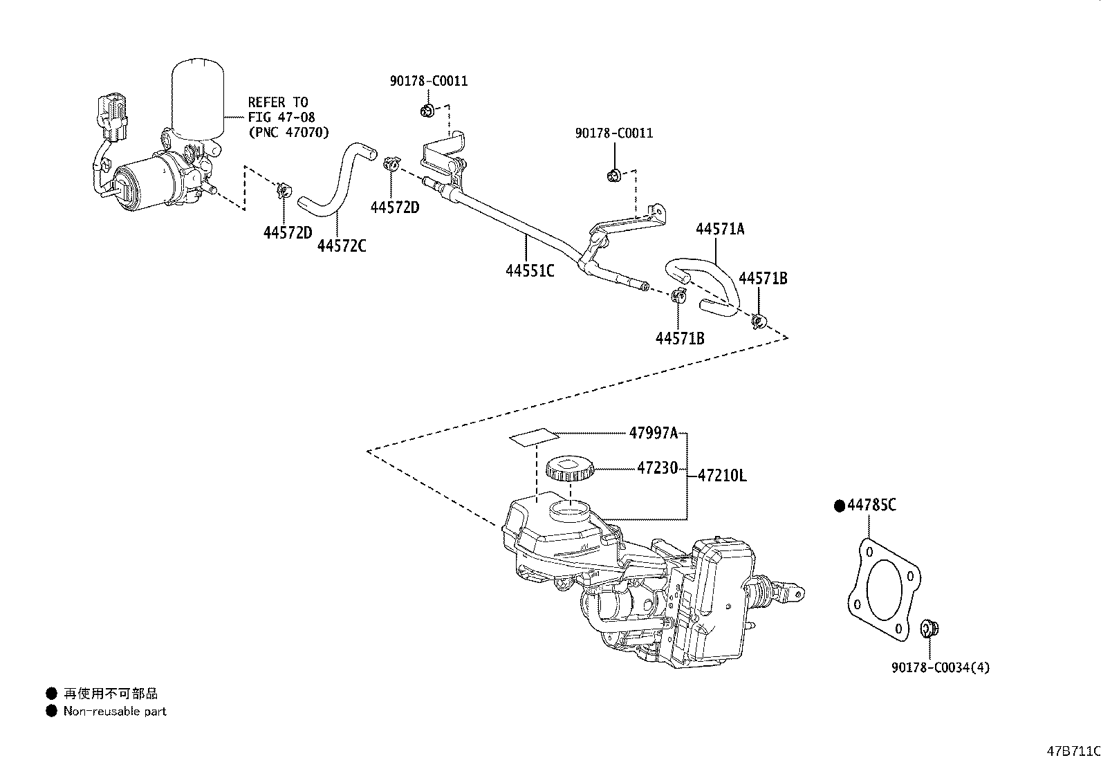 44571-07040 HOSE, BRAKE ACTUATOR, NO.1 product image