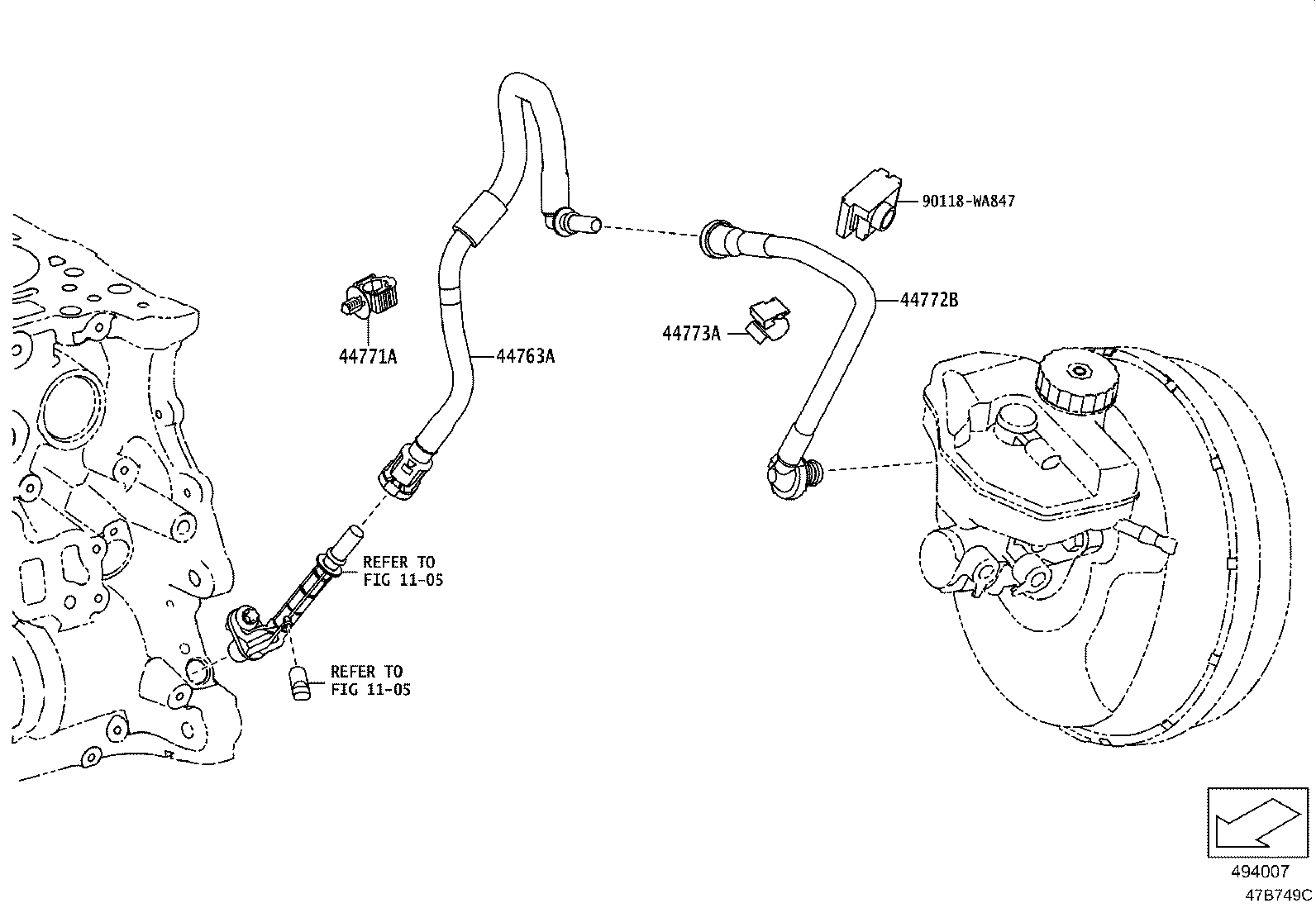 Toyota 44771-WAA02 HOSE, CHECK VALVE TO BRAKE BOOSTER