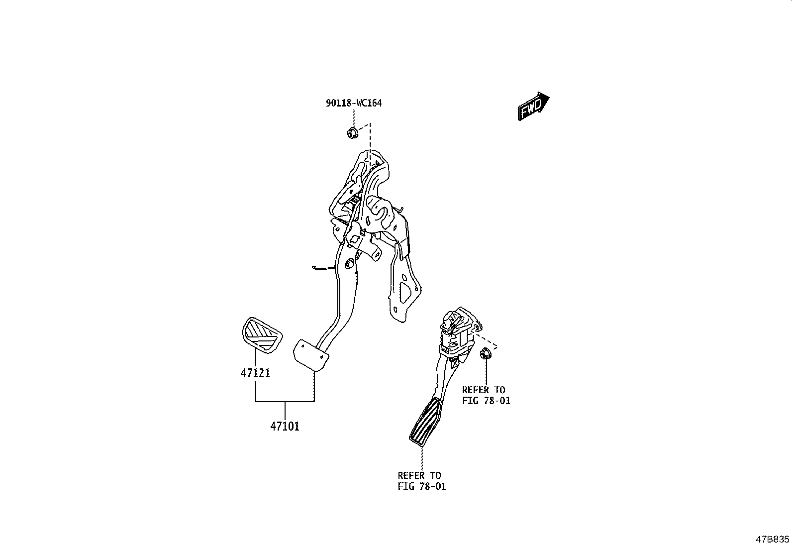 47110-WC002 PEDAL SUB-ASSY, BRAKE product image