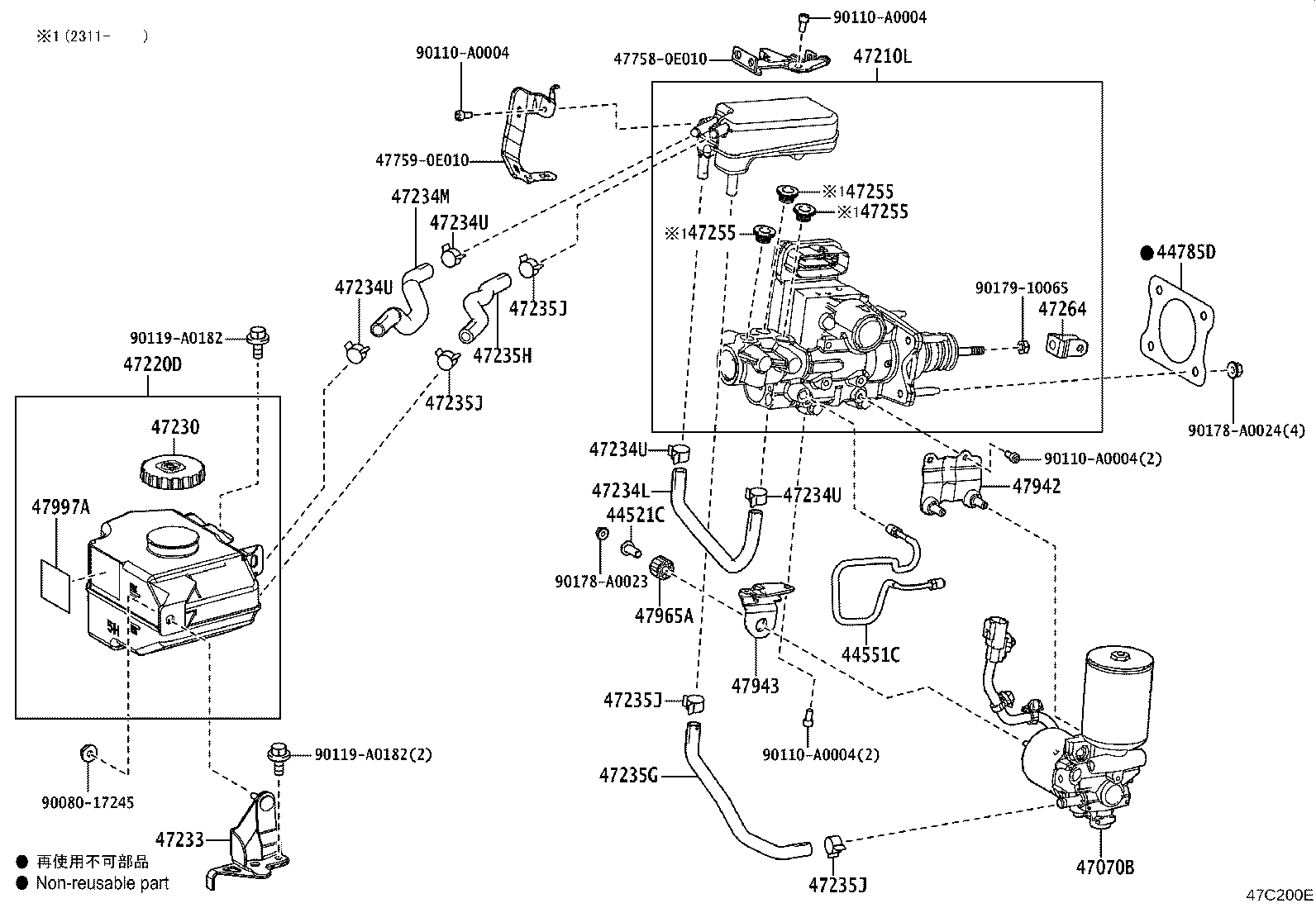 Toyota 47055-0E020 BRAKE BOOSTER ASSY, W/MASTER CYLINDER