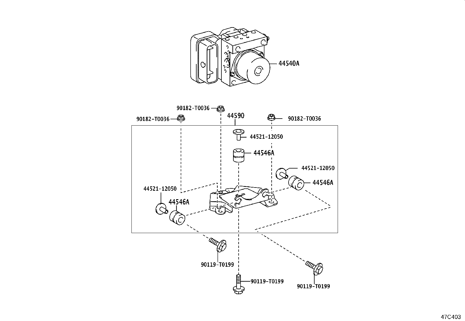 44590-0K200 BRACKET ASSY, BRAKE ACTUATOR product image