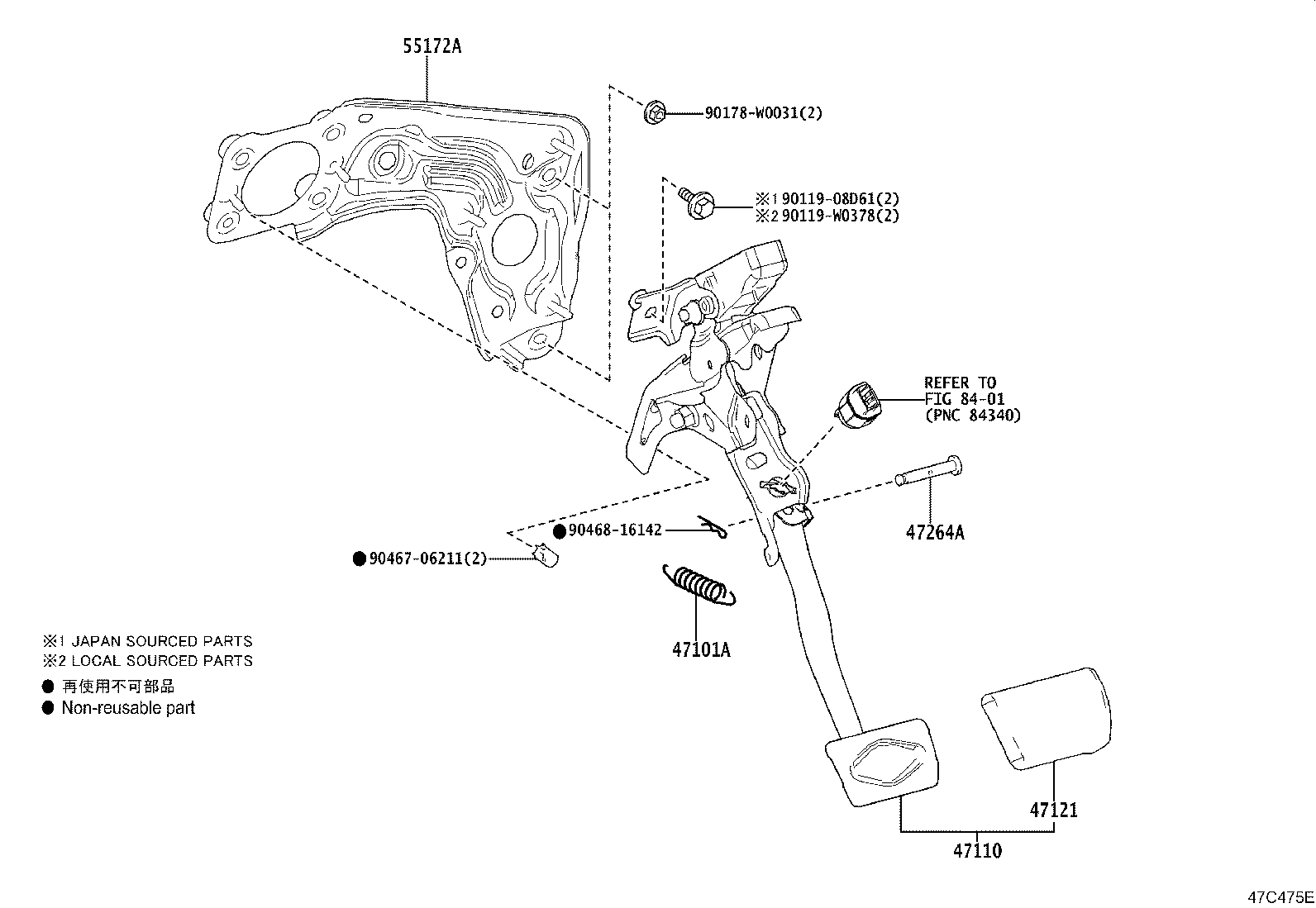 47110-0D671 SUPPORT ASSY, BRAKE PEDAL product image
