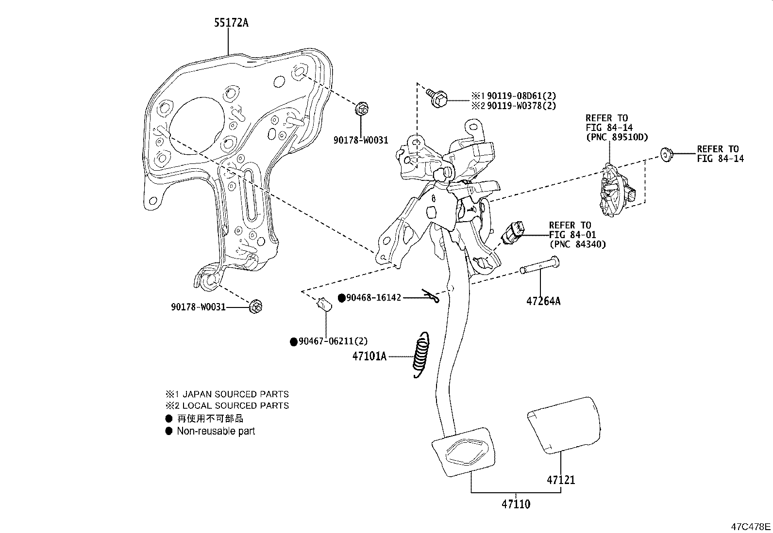 47110-0D671 SUPPORT ASSY, BRAKE PEDAL product image