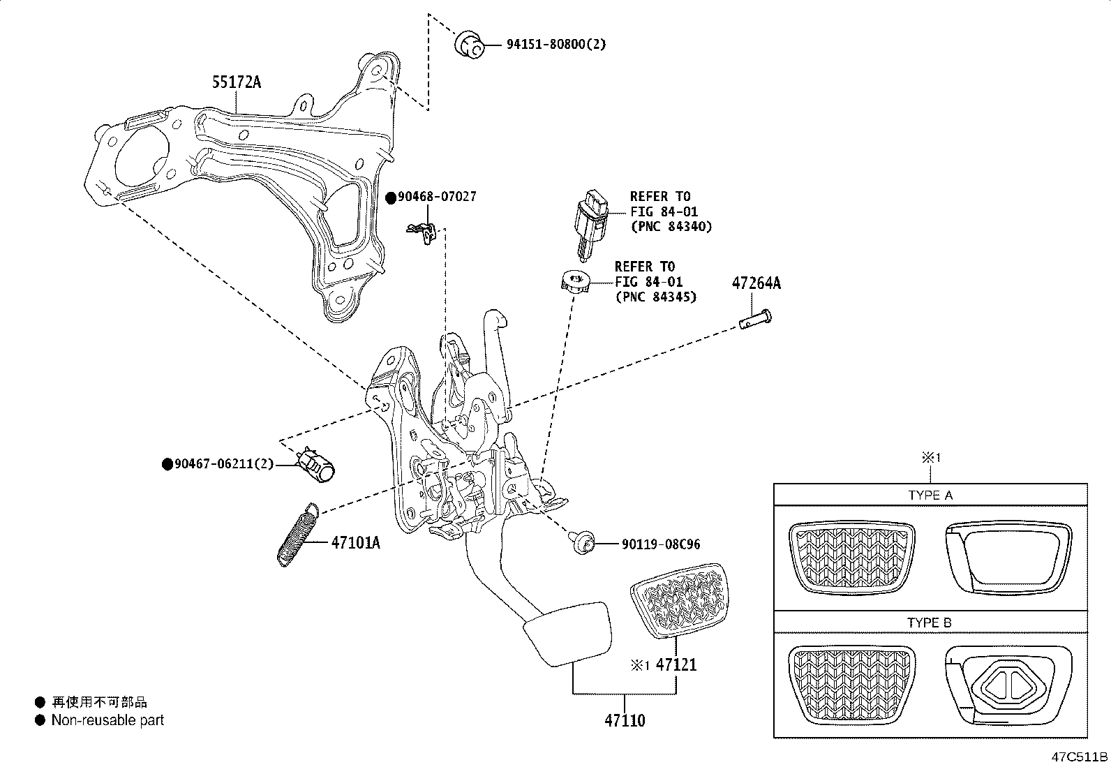 Toyota 47110-42430 SUPPORT ASSY, BRAKE PEDAL