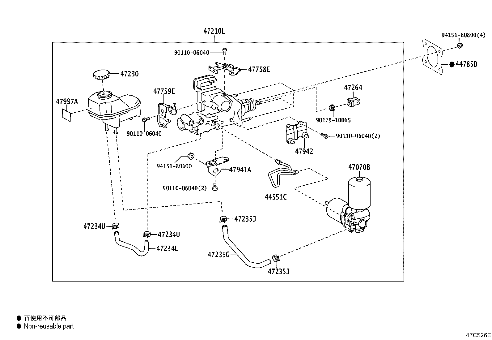 Toyota 47050-48101 BRAKE BOOSTER ASSY, W/MASTER CYLINDER