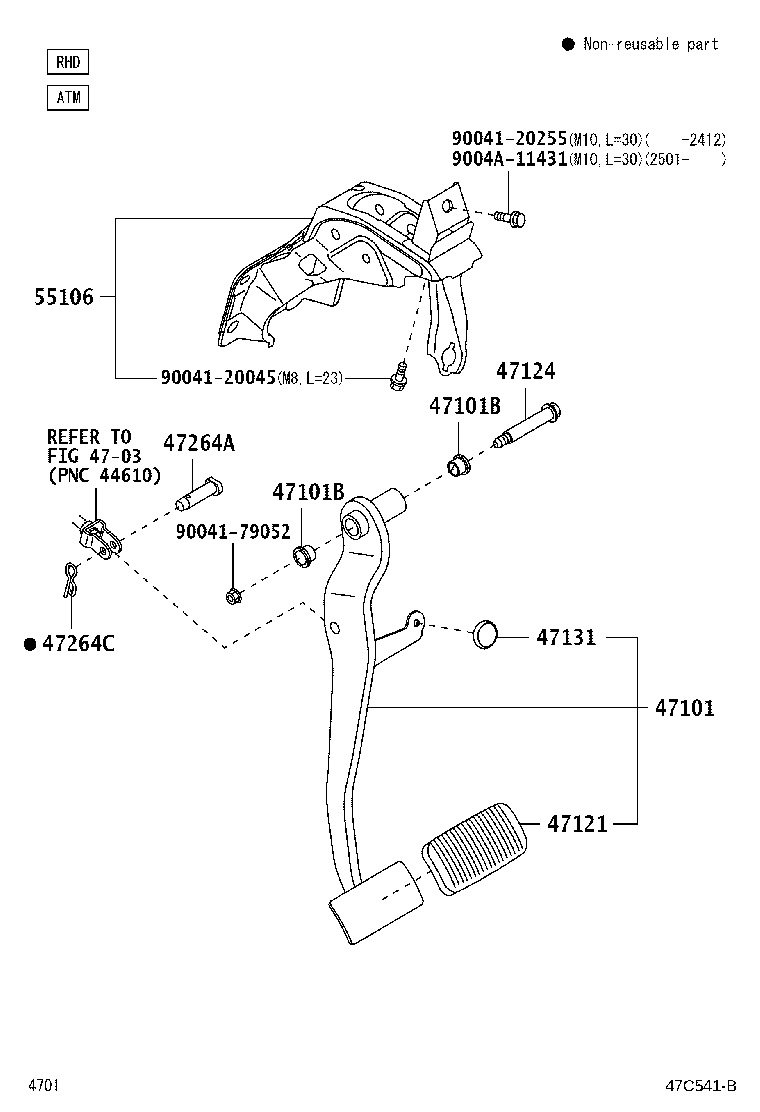 55106-BZ480 SUPPORT SUB-ASSY, BRAKE PEDAL product image
