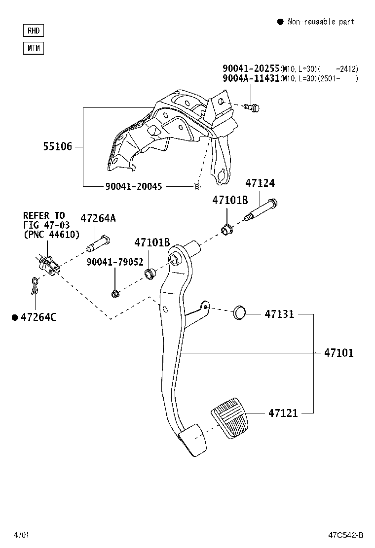 55106-BZ480 SUPPORT SUB-ASSY, BRAKE PEDAL product image