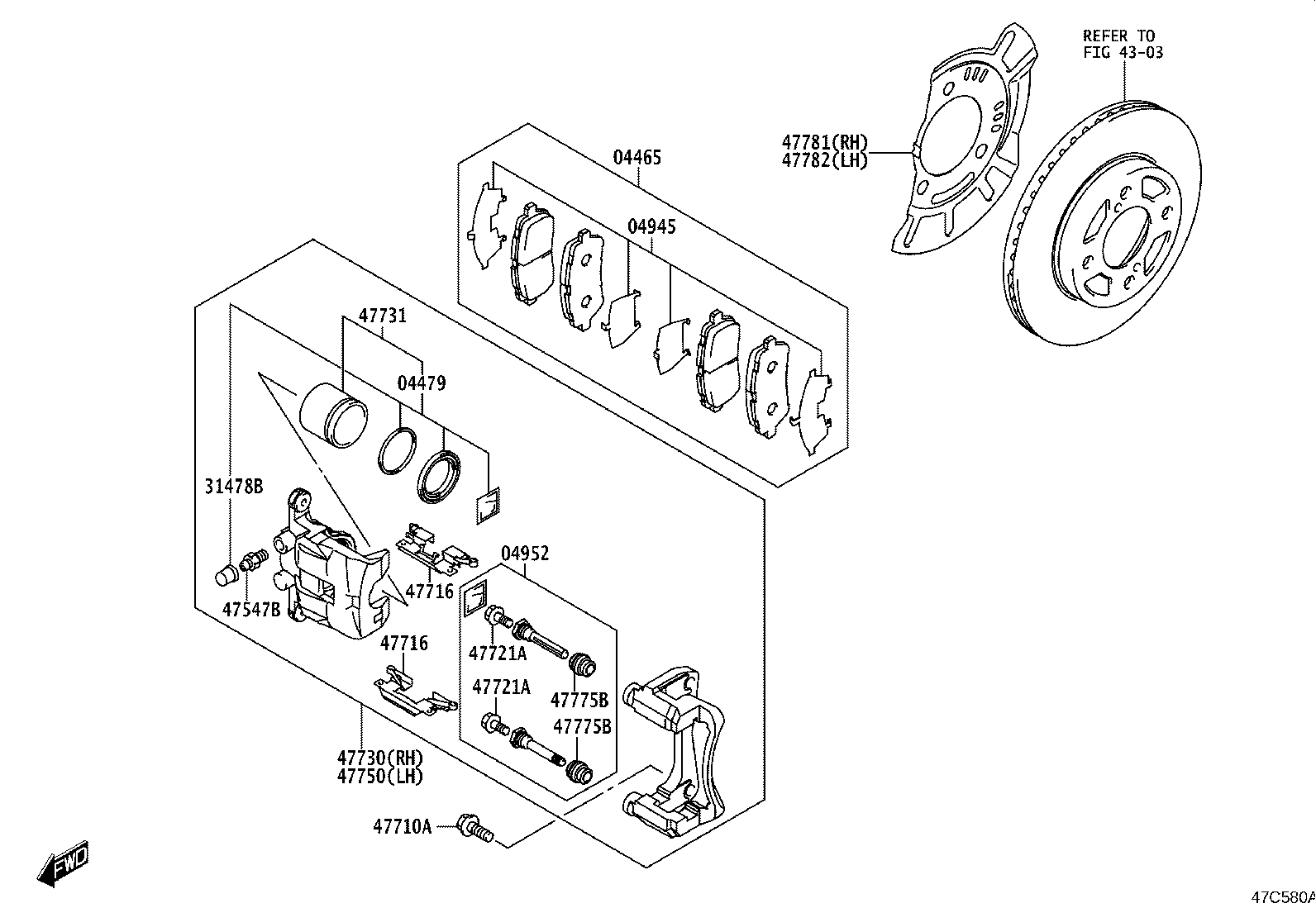 47730-WC004 CYLINDER ASSY, FRONT DISC BRAKE, RH product image