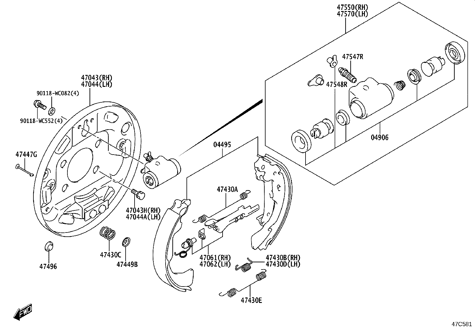 04495-WC010 SHOE KIT, REAR BRAKE product image