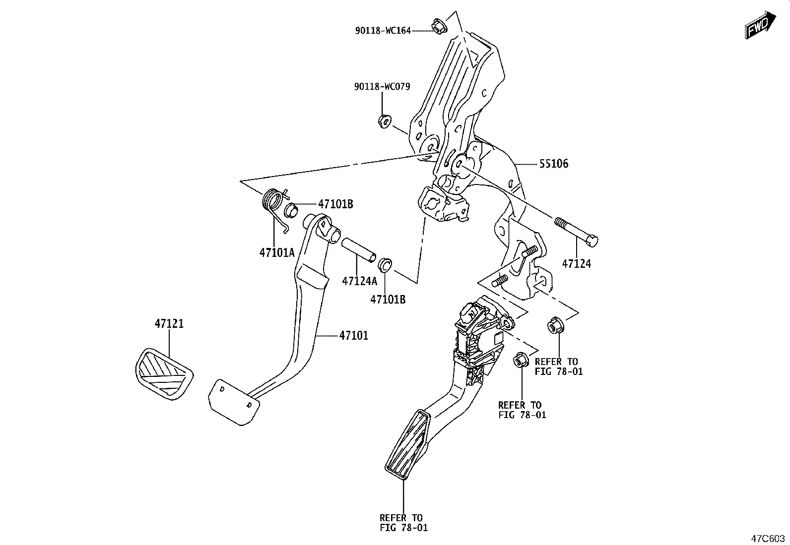 47110-WC003 PEDAL SUB-ASSY, BRAKE product image
