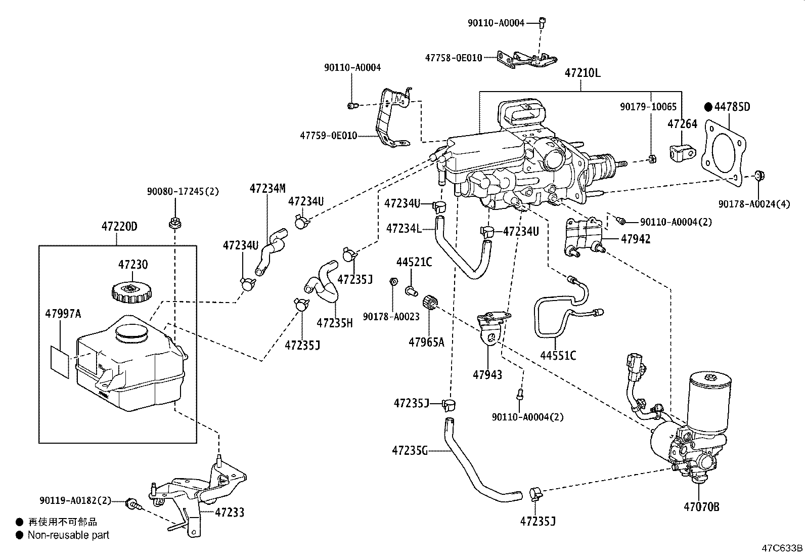 Toyota 47055-08020 BRAKE BOOSTER ASSY, W/MASTER CYLINDER