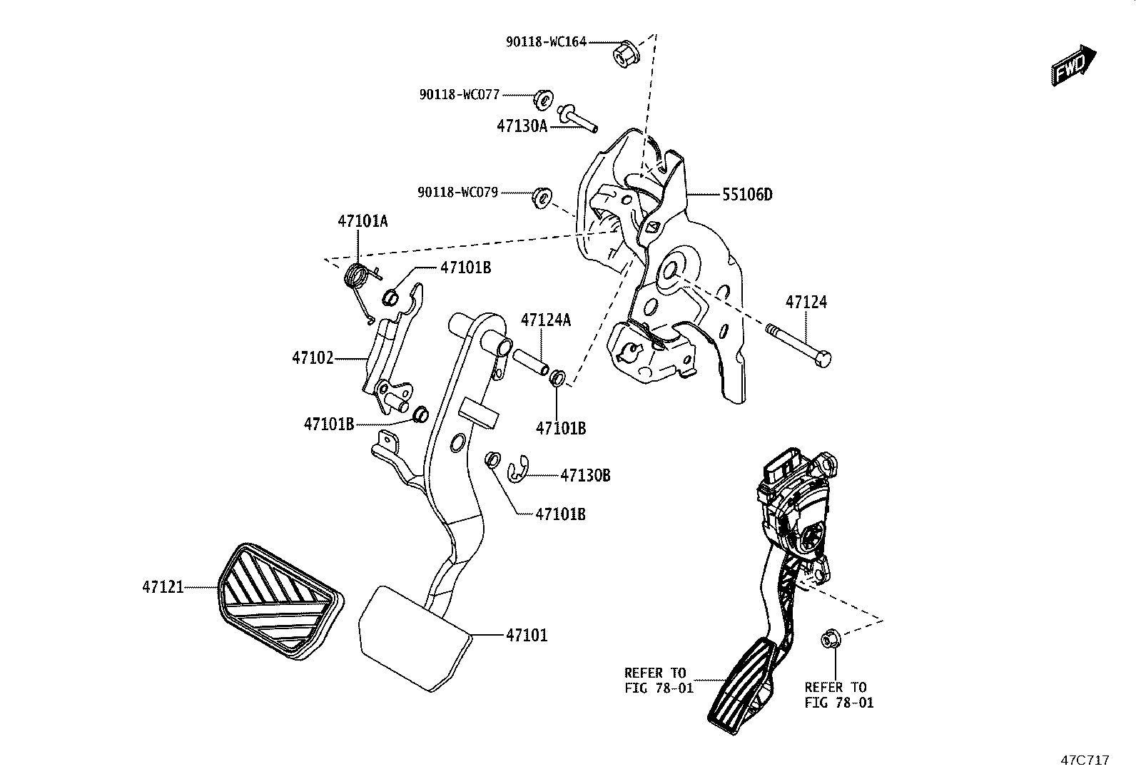 47101-WC005 PEDAL SUB-ASSY, BRAKE product image