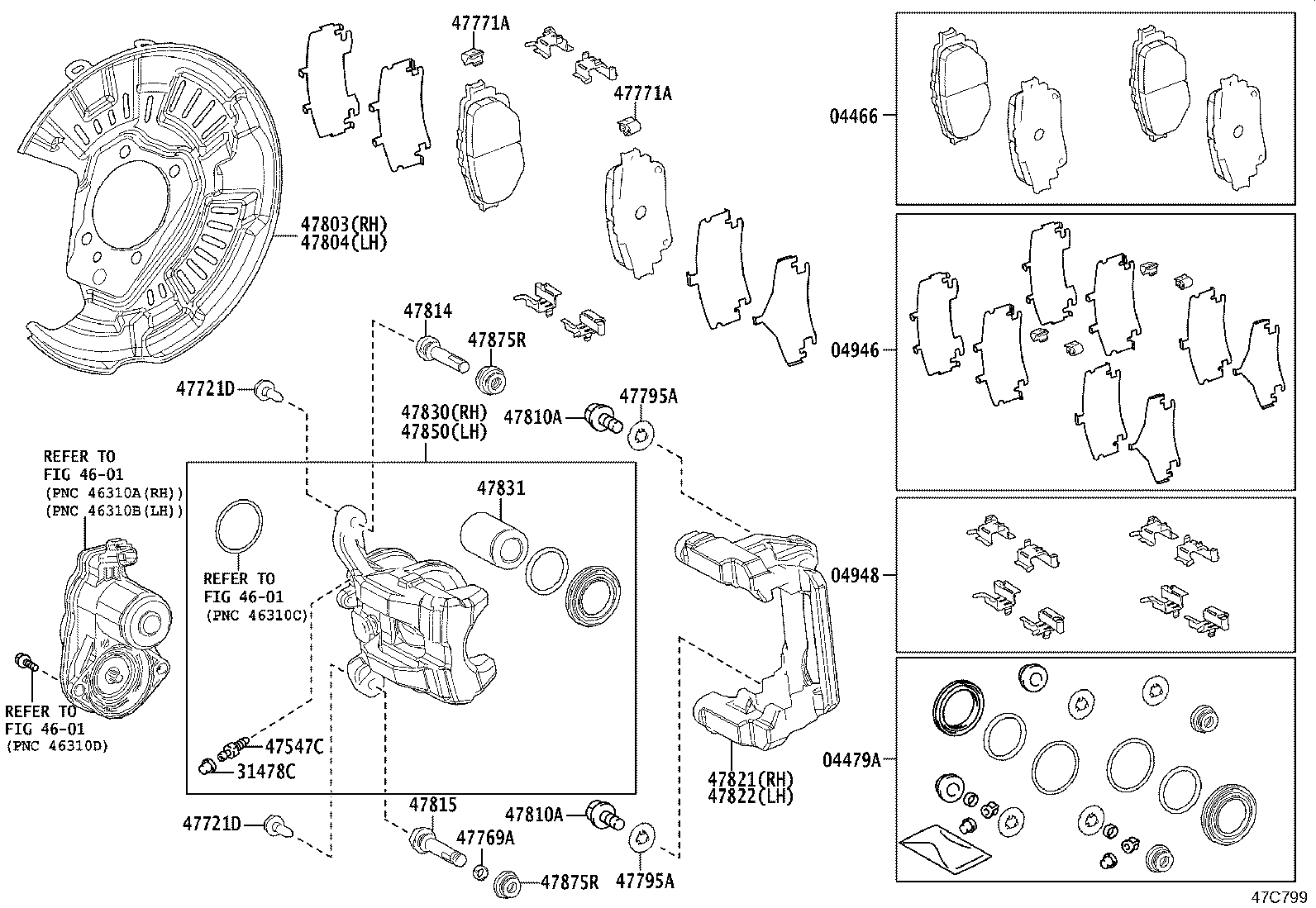 47822-24100 MOUNTING, REAR DISC BRAKE CYLINDER, LH product image